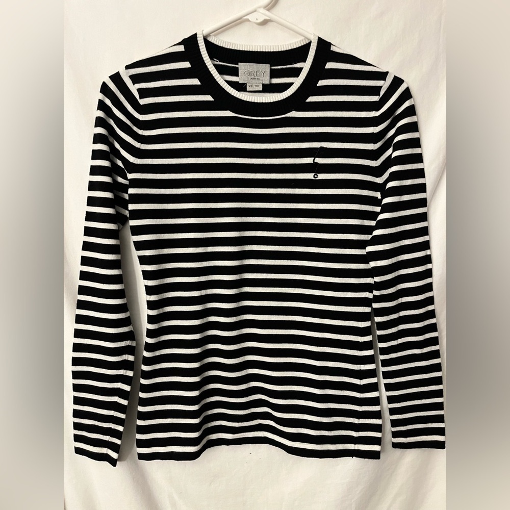 Jason Wu Grey Striped Embroidered Crewneck Sweatshirt Blue White Viscose #43